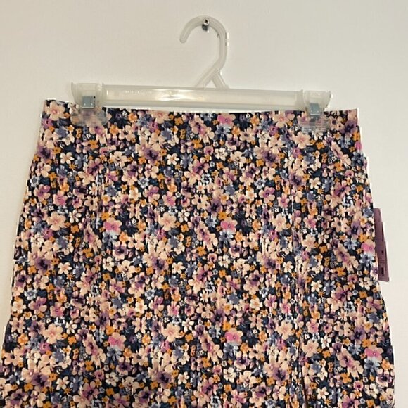 NEW NWT WILD FABLE High Rise Side Slit Mini Skirt Navy Blue Purple Floral Y2K 8 - Picture 6 of 13